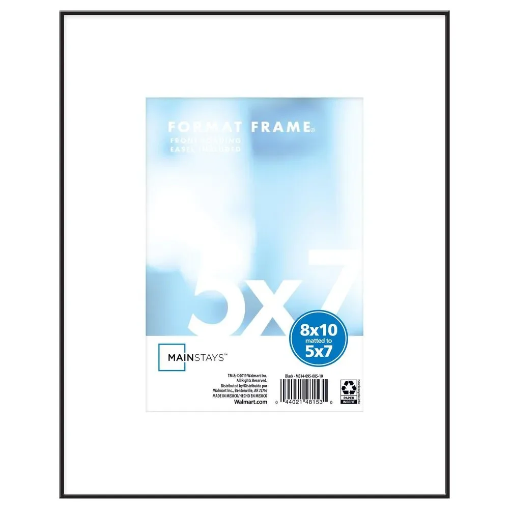 Mainstays 8x10 Matted to 5x7 Front Loading Picture Frame - Black with Free Shipp